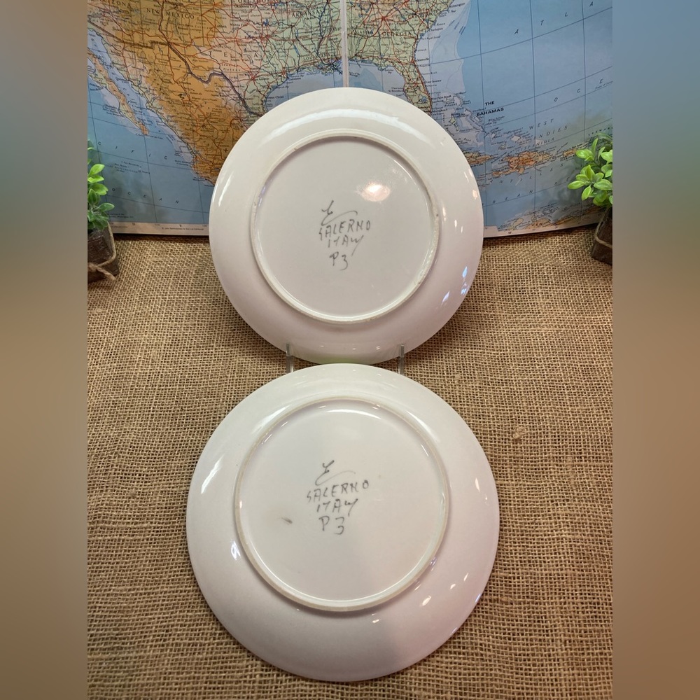 Ernestine Cannon Salerno Italy 2 Salad Plates. MCM. Daisy pattern - Picture 4 of 7